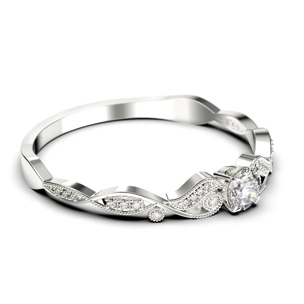 0.75 Carat Round Cut Moissanite Engagement Ring in 10k Solid White Gold C55276