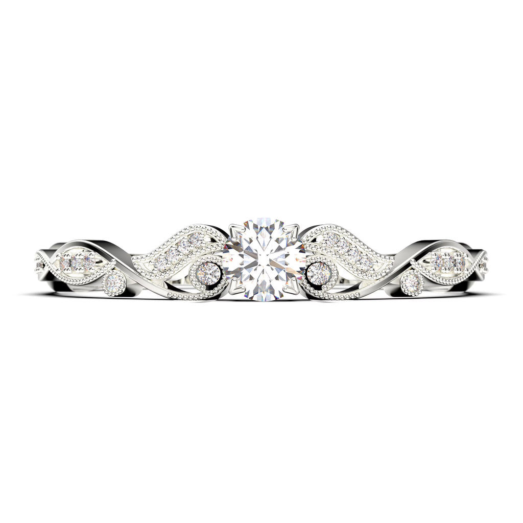 0.75 Carat Round Cut Moissanite Engagement Ring in 10k Solid White Gold C55276